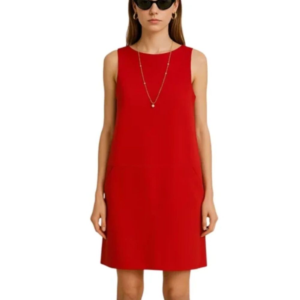LOFT Red Sleeveless Tunic Shift Dress Women's Size Medium Summer Casual Mini